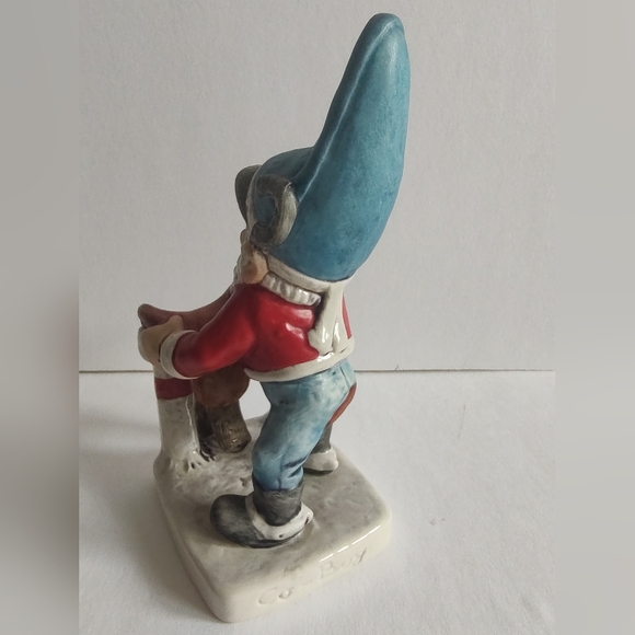 Goebel Co Boy Gnome Herbie Horseman Placing Saddle W Germany Red Blue Figurine - Picture 10 of 16